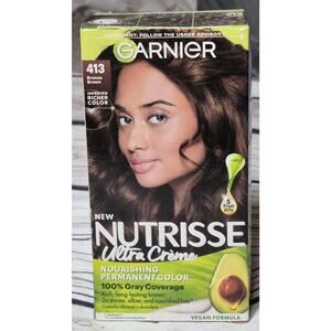 Garnier Nutrisse Nourishing Hair Color Creme, 413 Bronze Brown - New Packaging